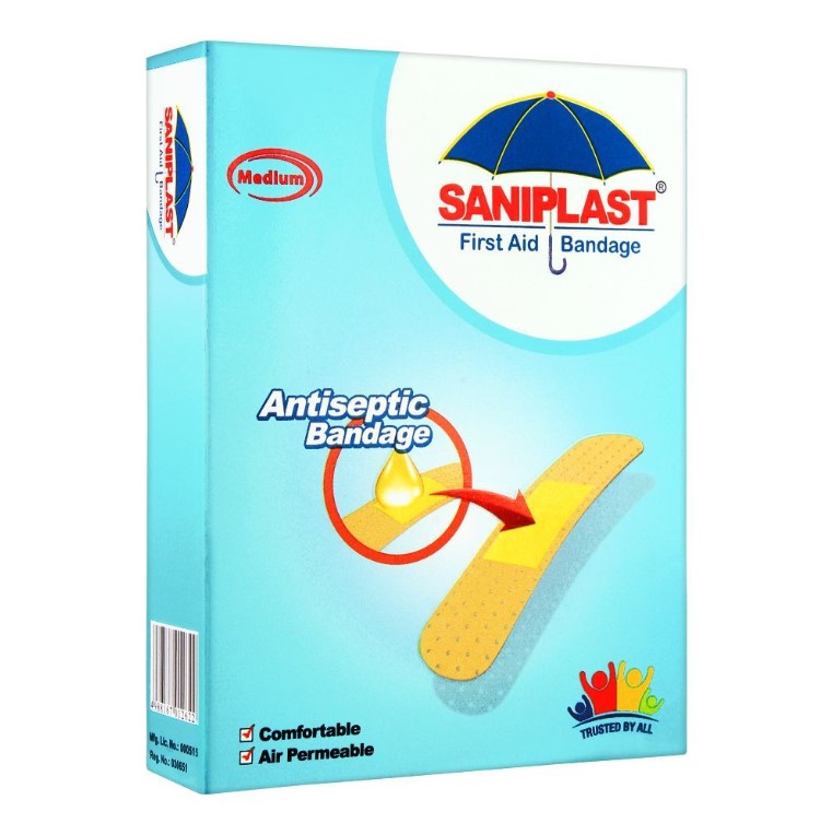 Saniplast First Aid Antiseptic Bandage, Medium 1 Pcs Count