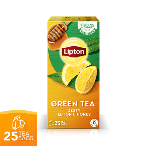 Lipton Green Tea, Zesty Lemon &amp; Honey Tea Bags, 25-Pack
