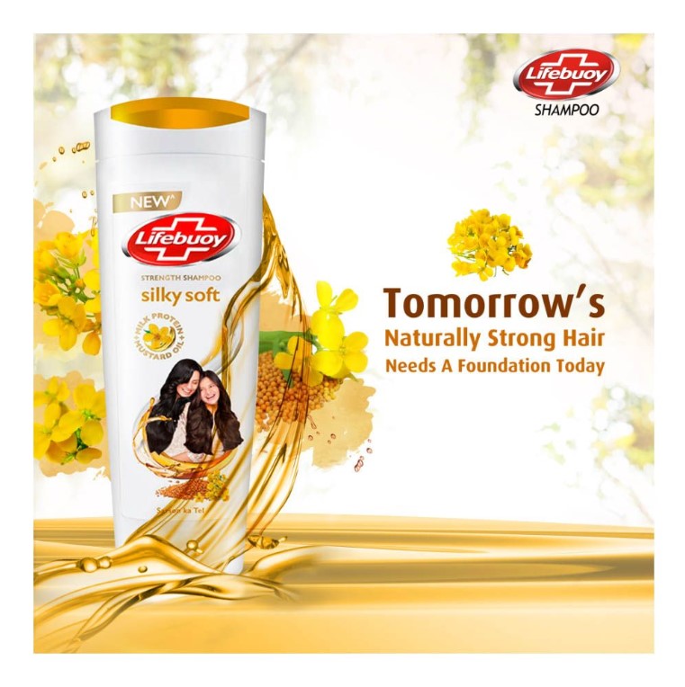 Lifebuoy Silky Soft Milk Protein + Mustard Oil Strength Shampoo, 370ml