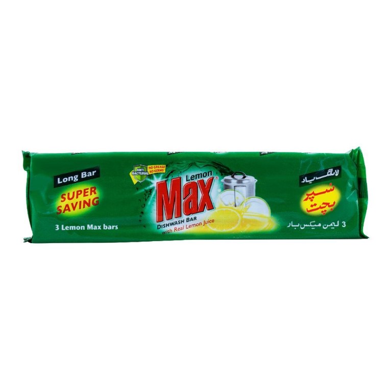 Lemon Max Dishwash Bars, 3 Long Bars, 270g