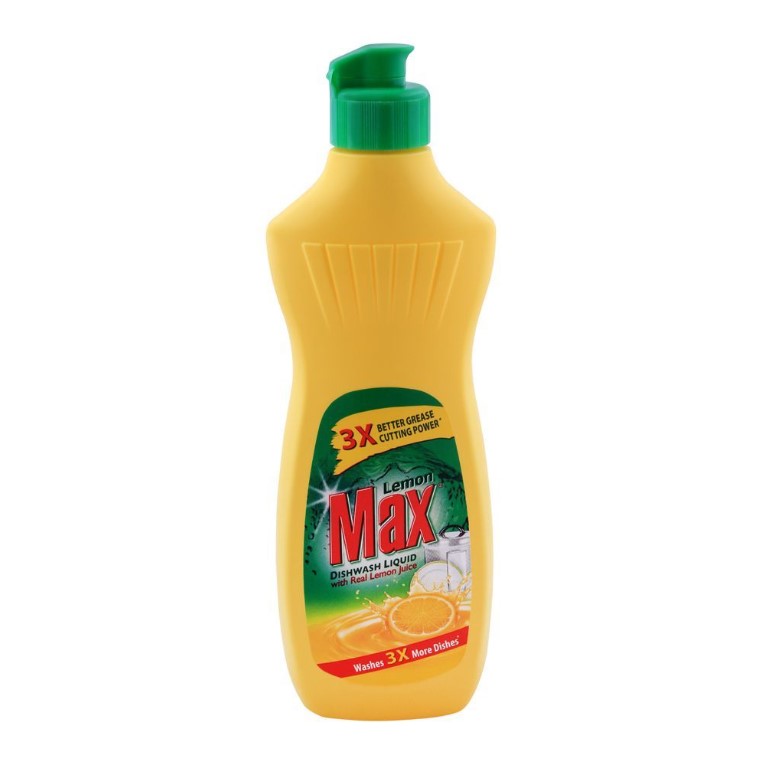 Lemon Max Dishwash Liquid Bottle, With Lemon Juice, 275ml