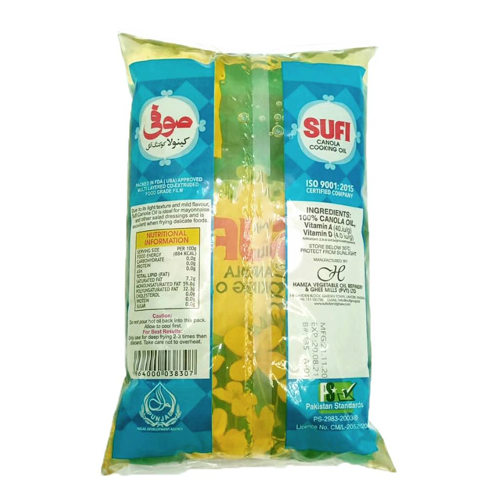 Sufi Canola Cooking Oil 1 Ltr Pouch