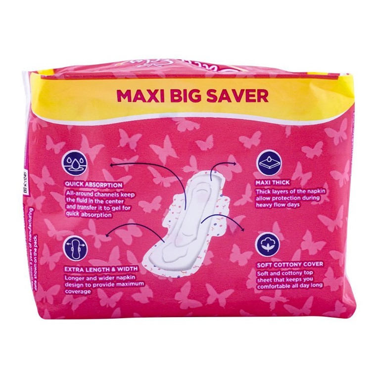 Butterfly Long Maxi Thick Sanitary Napkins, Long, 5-Pads, Maxi Big Saver