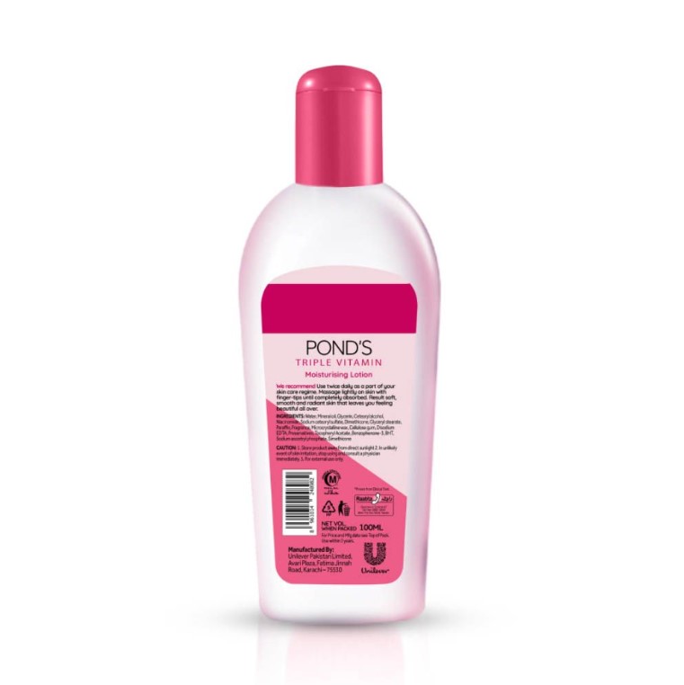 Ponds Triple Vitamin Moisturizing Lotion, Silky Smooth Skin, 100ml