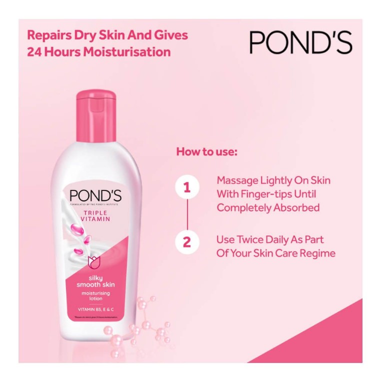 Ponds Triple Vitamin Moisturizing Lotion, Silky Smooth Skin, 100ml